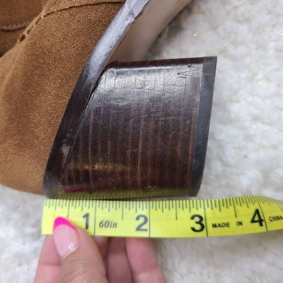 27 Edit Bellamy Tan Suede Leather Slouchy Knee High Western Inspired Boots sz 9W - Picture 13 of 13